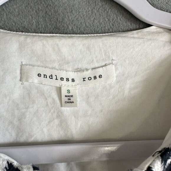 Endless Rose Shift Dress White Embroidered Size S Tassels Boho Beach Coastal - Picture 11 of 16